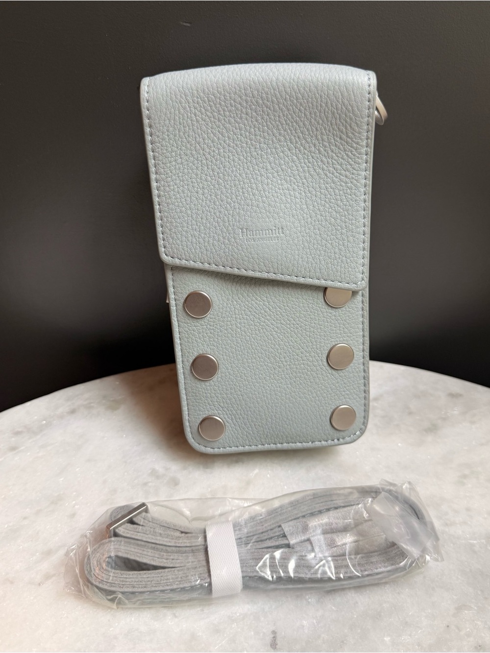 Hammitt VIP Mobile Leather Crossbody Phone Bag - Bluebird / Silver NWOT